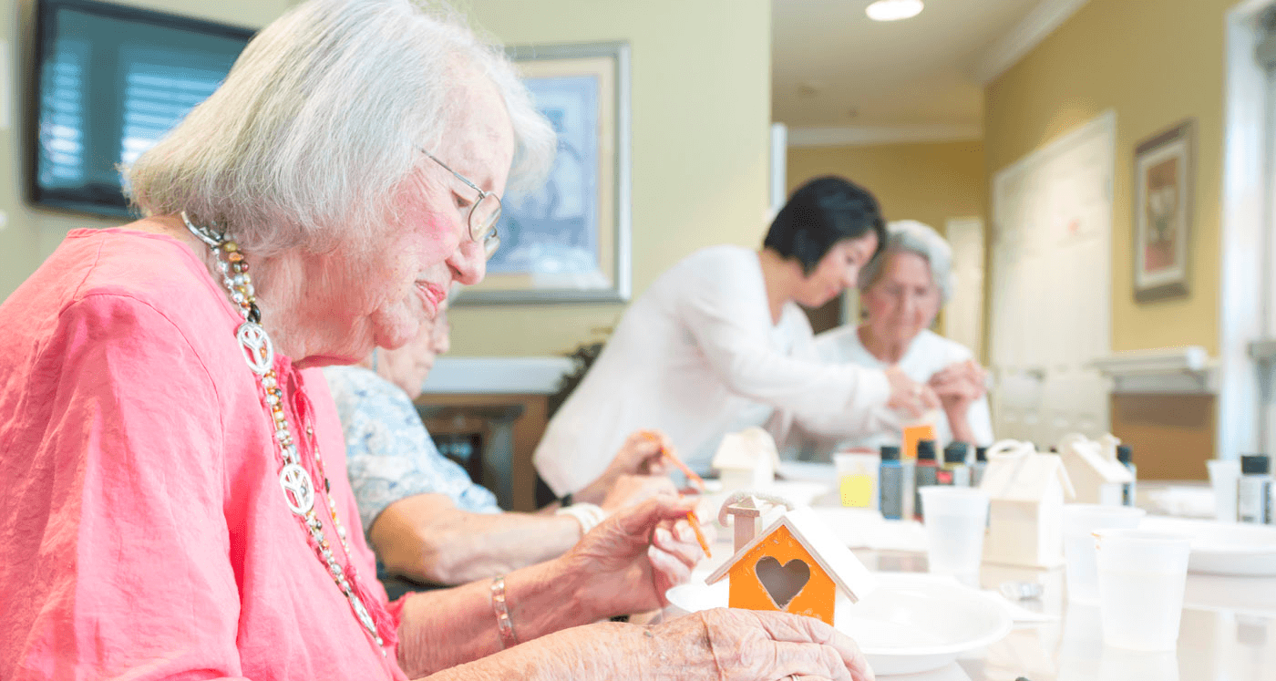 Pacifica Senior Living Vacaville Resident Enjoys Arts and Crafts Activities On-Campus in Vacaville, Solano County.